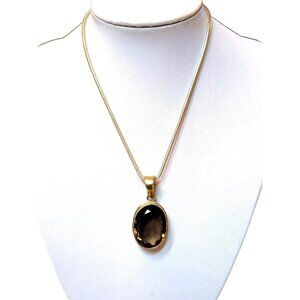 Italian Sterling 925 and Smoky Topaz Necklace 1/25" faceted Topaz Stone